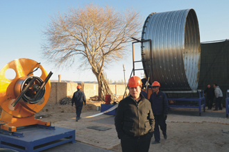 風(fēng)電基礎(chǔ)波紋鋼筒制作現(xiàn)場(chǎng)